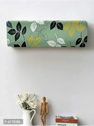 Polyester Green Leaf Print Printed Air Conditioning Dust Cover, Folding AC Cover, Split for 1 Ton Indoor Unit-thumb3