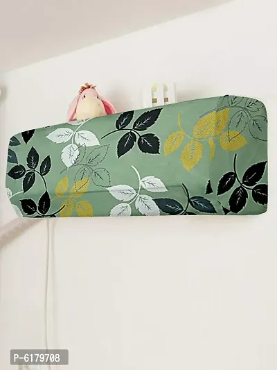 Polyester Green Leaf Print Printed Air Conditioning Dust Cover, Folding AC Cover, Split for 1 Ton Indoor Unit-thumb2