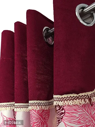 Fancy Curtain Polyester Long Door Pack of 2 Maroon-thumb2