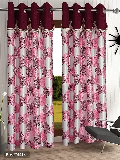 Fancy Curtain Polyester Long Door Pack of 2 Maroon-thumb0