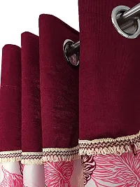 Fancy Curtain Polyester Door Pack of 2 Maroon-thumb1