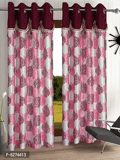 Fancy Curtain Polyester Door Pack of 2 Maroon-thumb0