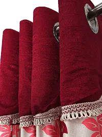 Fancy Curtain Polyester Door Pack of 2 Maroon 1-thumb1