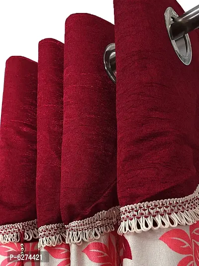 Fancy Curtain Polyester Door Pack of 2 Maroon 1-thumb2