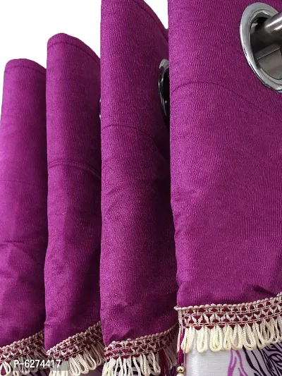 Fancy Curtain Polyester Door Pack of 2 Purple-thumb2