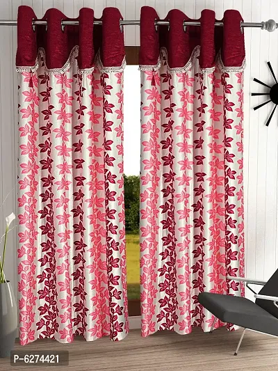 Fancy Curtain Polyester Door Pack of 2 Maroon 1-thumb0