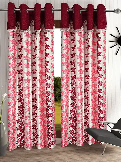 Pack of 2- Leaf Print Polyester Door Curtain