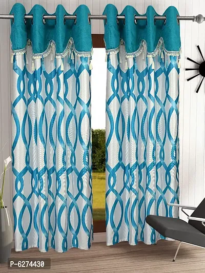 Fancy Curtain Polyester Long Door Pack of 2 Blue 1-thumb0