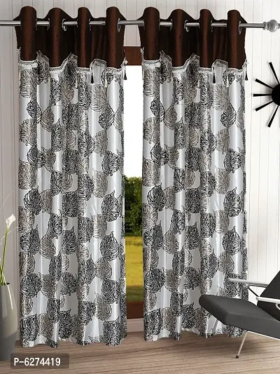 Fancy Curtain Polyester Door Pack of 2 Brown-thumb0