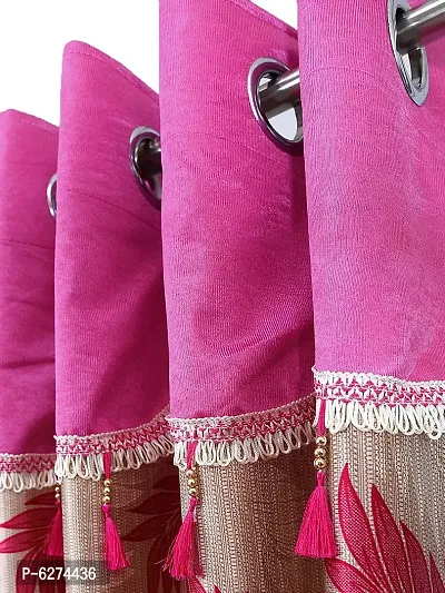 Fancy Curtain Polyester Long Door Pack of 2 Pink-thumb2