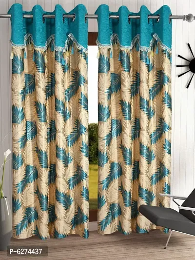 Fancy Curtain Polyester Door Pack of 2 Blue 2