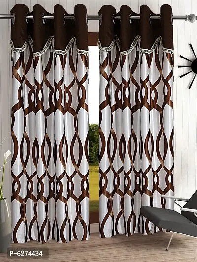 Fancy Curtain Polyester Long Door Pack of 2 Brown 1-thumb0