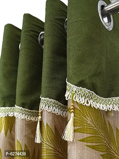 Fancy Curtain Polyester Door Pack of 2 Green 3-thumb2