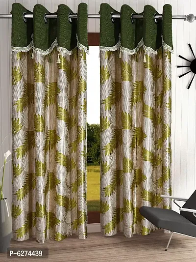 Fancy Curtain Polyester Door Pack of 2 Green 3-thumb0