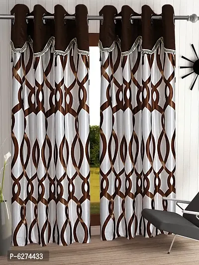 Fancy Curtain Polyester Door Pack of 2 Brown 1