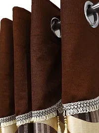 Fancy Curtain Polyester Door Pack of 2 Brown 2-thumb1