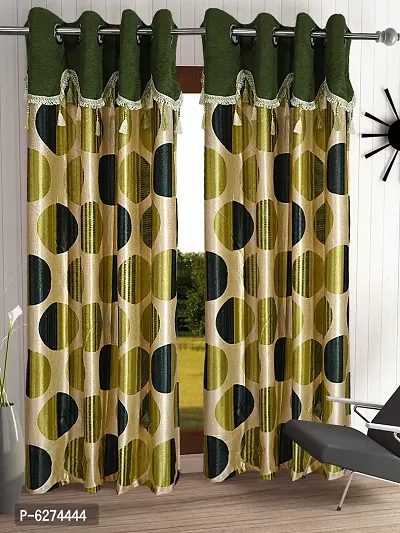 Fancy Curtain Polyester Long Door Pack of 2 Green 4