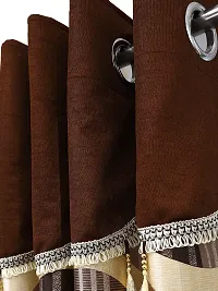 Fancy Curtain Polyester Long Door Pack of 2 Brown 2-thumb1