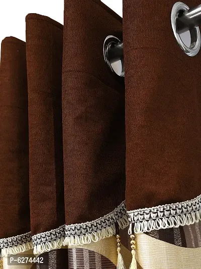 Fancy Curtain Polyester Long Door Pack of 2 Brown 2-thumb2