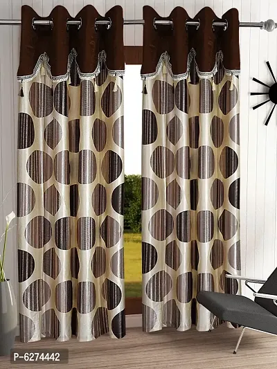 Fancy Curtain Polyester Long Door Pack of 2 Brown 2