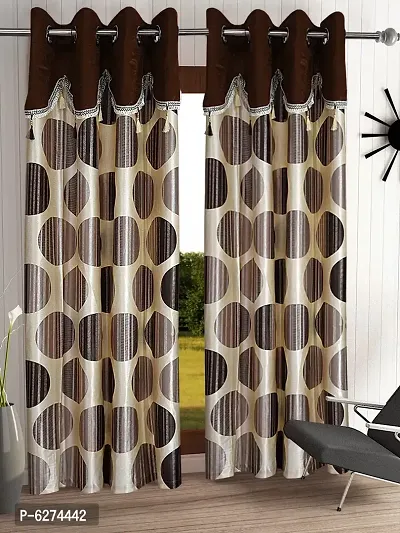 Fancy Curtain Polyester Long Door Pack of 2 Brown 2-thumb0