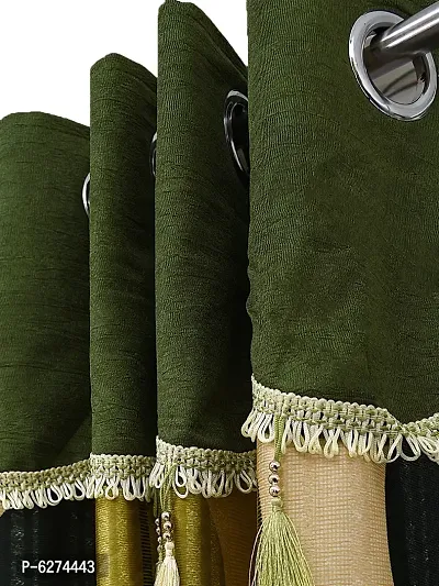 Fancy Curtain Polyester Door Pack of 2 Green 4-thumb2