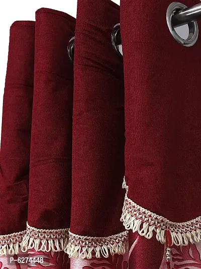 Fancy Curtain Polyester Door Pack of 2 Maroon 3-thumb2