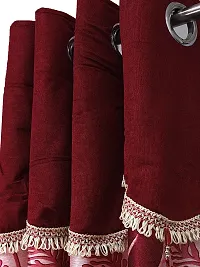Fancy Curtain Polyester Long Door Pack of 2 Maroon 3-thumb1