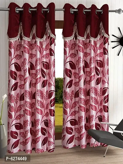 Fancy Curtain Polyester Long Door Pack of 2 Maroon 3-thumb0