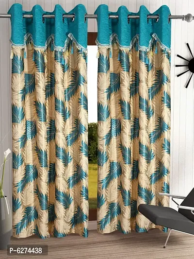 Fancy Curtain Polyester Long Door Pack of 2 Blue 2-thumb0