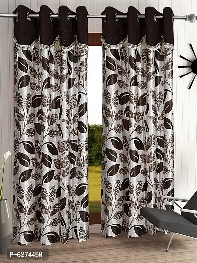 Fancy Curtain Polyester Door Pack of 2 Brown 3