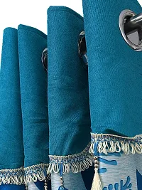 Fancy Curtain Polyester Door Pack of 2 Blue 4-thumb1