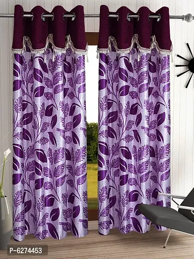 Fancy Curtain Polyester Long Door Pack of 2 Purple 1