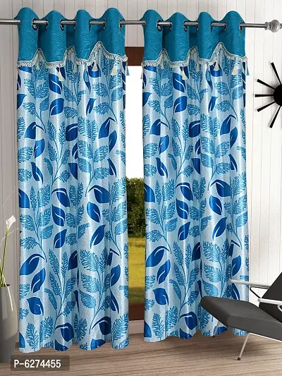 Fancy Curtain Polyester Long Door Pack of 2 Blue 4