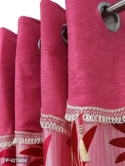 Fancy Curtain Polyester Door Pack of 2 Pink 1-thumb2