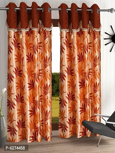 Fancy Curtain Polyester Door Pack of 2 Orange 1