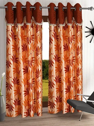 Pack of 2- Leaf Print Polyester Door Curtain