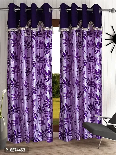 Fancy Curtain Polyester Long Door Pack of 2 Purple 2