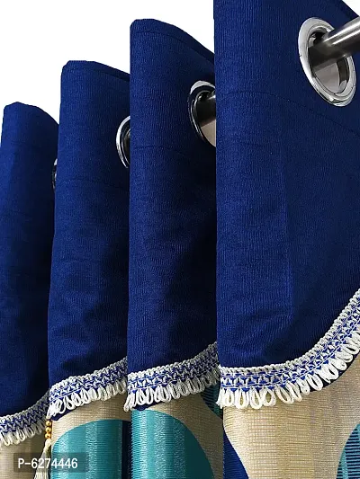 Fancy Curtain Polyester Long Door Pack of 2 Blue 3-thumb2