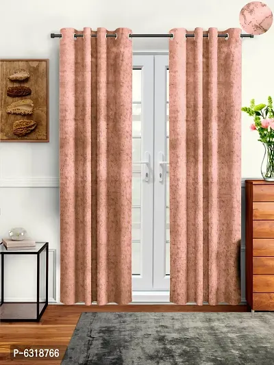 Stylish Pink Velvet Door Curtains- Pack Of 2-thumb0