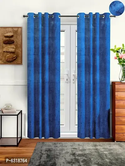 Stylish Navy Blue Velvet Door Curtains- Pack Of 2