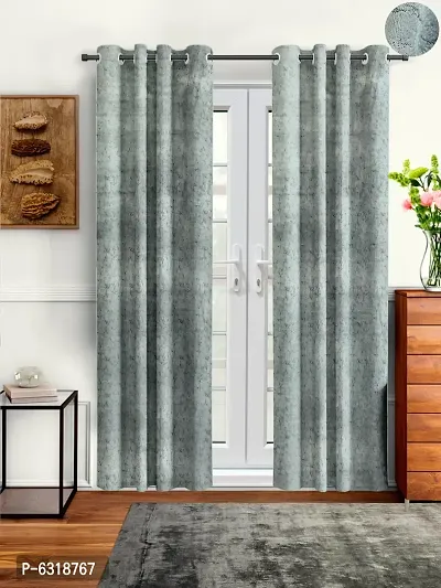 Stylish Light Grey Velvet Long Door Curtains- Pack Of 2