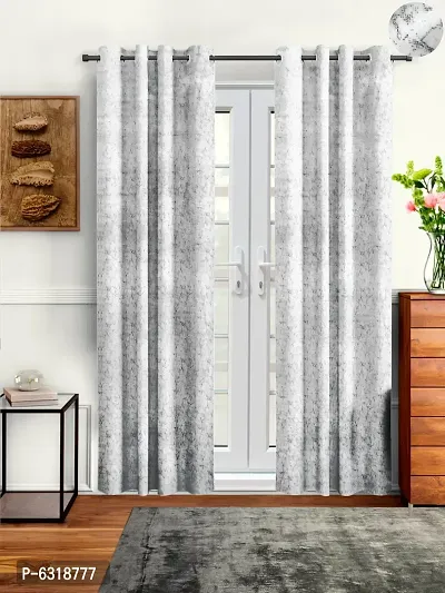 Stylish White Velvet Long Door Curtains- Pack Of 2-thumb0