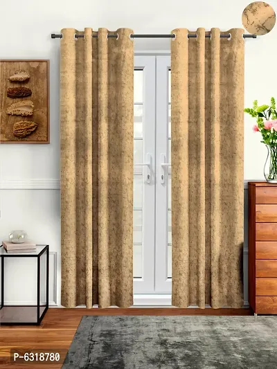 Stylish Mustard Velvet Long Door Curtains- Pack Of 2-thumb0