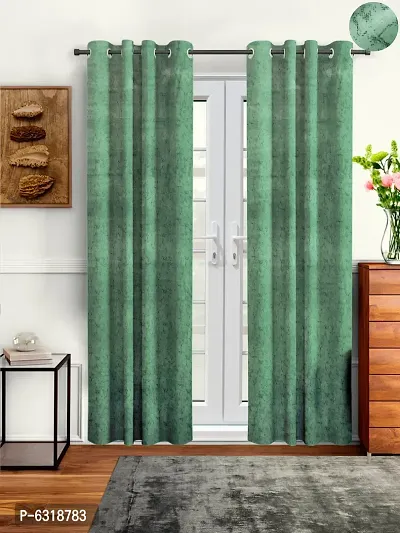 Stylish Green Velvet Door Curtains- Pack Of 2