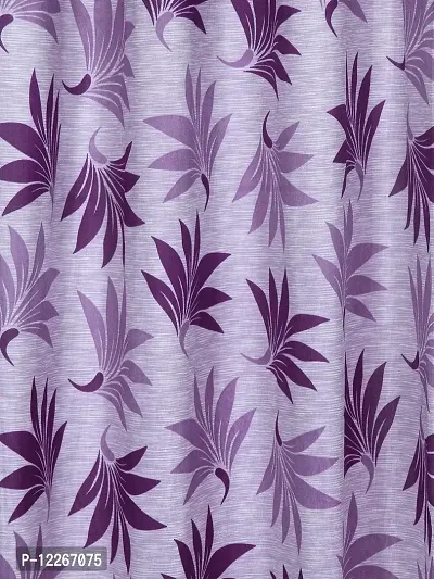 Cortina Leaf Print Long Door Drapes | Curtains for Home, Bedroom, Office Rooms | Balances Room Temperature | Polyester Fabric | Room-Darkening | Strechable | Pack of 2 | 9Ft | Purple-thumb2