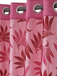 Cortina Polyester Fabric Eyelet Window Modern Curtain for Bedroom, Living Room (5ft., Pink) -Set of 2-thumb2