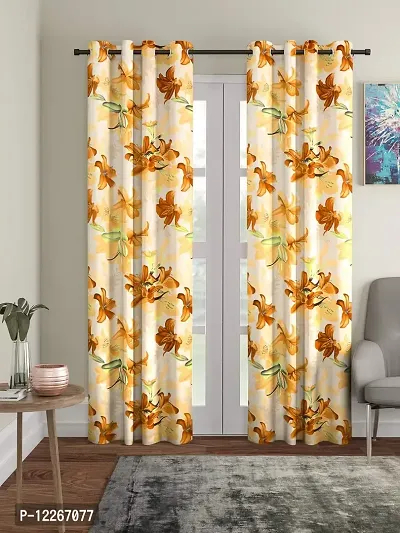 Cortina Latest Floral Printed Polyester Door Curtain for Bedroom, Living Room -Set of 2-7ft.