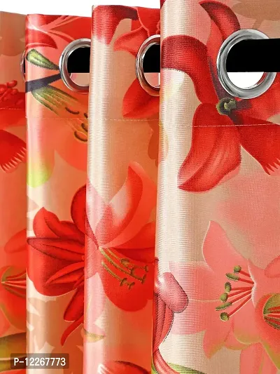 Cortina Floral Printed Polyester Door Curtain for Bedroom (Set of 2, 7ft, Multicolour)-thumb2