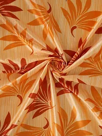 Cortina Leaf Design Long Door Drapes | Curtains for Home, Bedroom, Office Rooms | Balances Room Temperature | Polyester Fabric | Room-Darkening | Strechable | Pack of 2 | 9Ft | Orange-thumb3